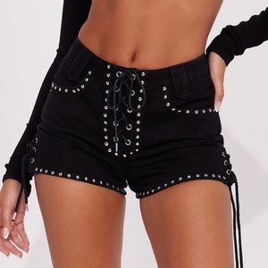 Fashion Nova Studded Lace up shorts
